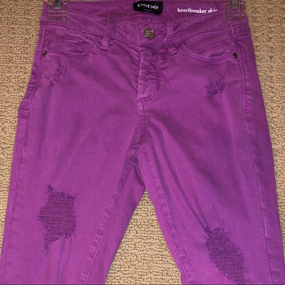 Bebe Heartbreaker Skinny Violet Denim Pants - Picture 5 of 6